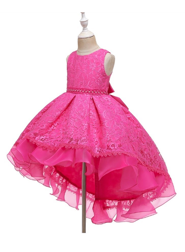 Girls Princess Dress Up Wedding Dress Maix Party Flower Lace Long Tailing Dress Tulle - Image 3